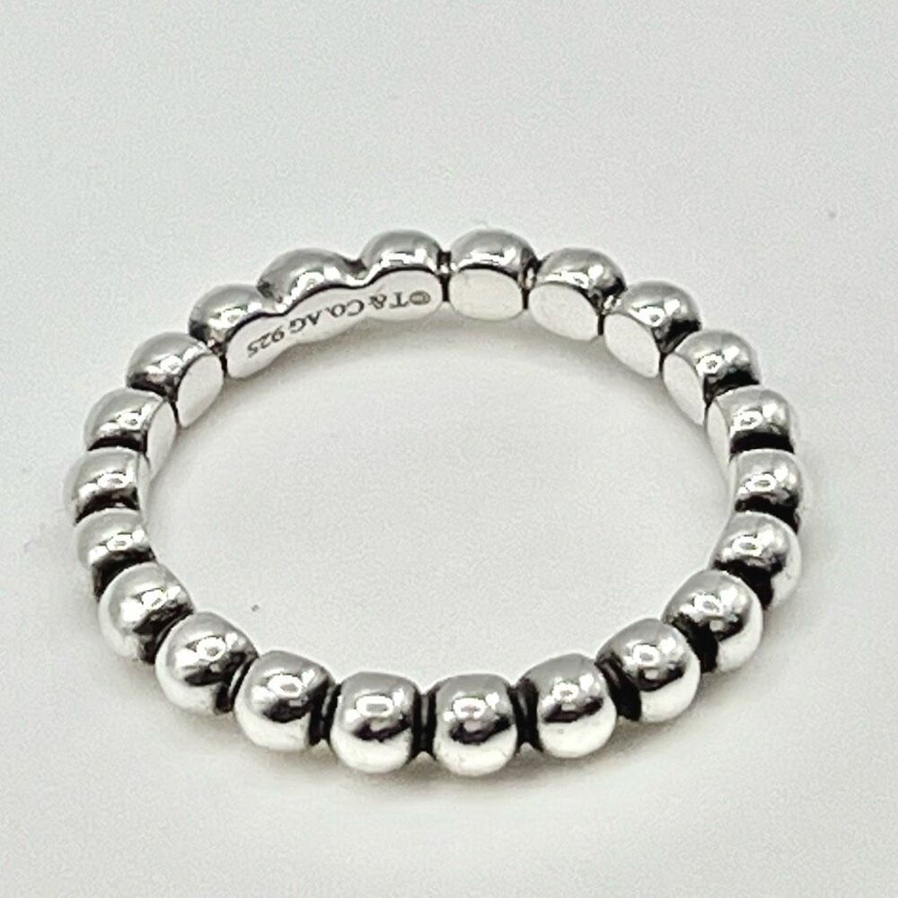 Tiffany & Co Ziegfeld Beaded Stacking Ring-  925 Sterling Silver - Size 7 - Picture 11 of 14